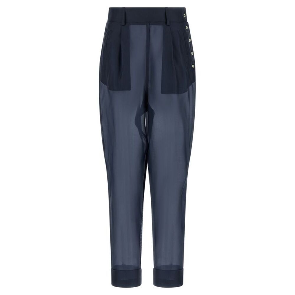 MAISON JEJIA Blue Silk Casual Women's Pants